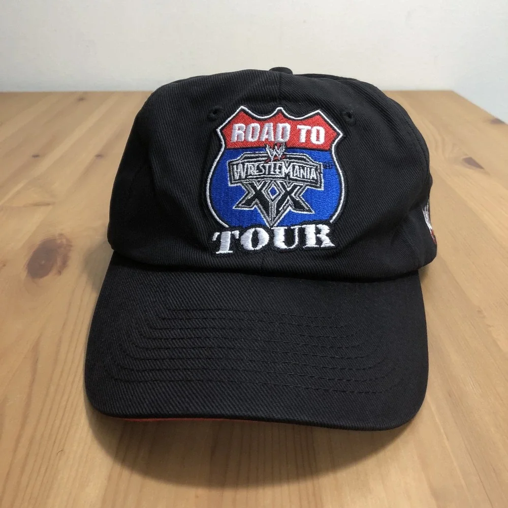 Vintage WWE Road To Wrestle Mania 20 XX Tour Hat 2004 Hat Black Rare Retro